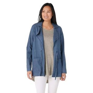 Studio Denim & Co Antique Wash Open Front Denim Summer Jacket 2x